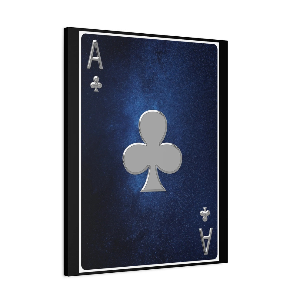 Ace Of Clubs Space Background Playing Card Canvas Wall Art for Ready-to-Hang